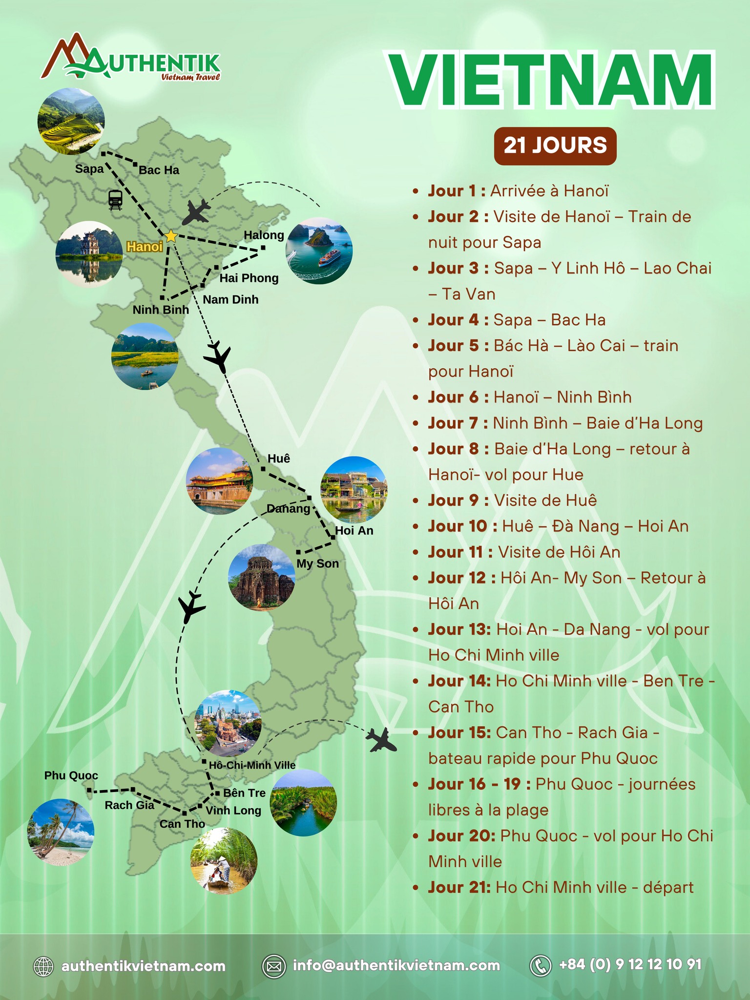 Travel itinerary for a 21-day Trip to Vietnam, curated by Authentik Vietnam