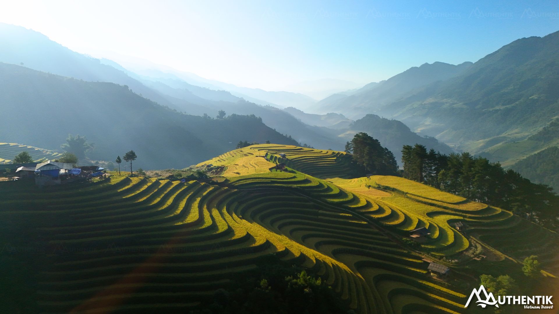 Terraced rice fields in Mu Cang Chai during the best time to visit Vietnam in September-October