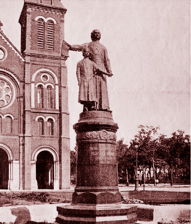 Notre dame cathedral saigon statue mgr pigneau