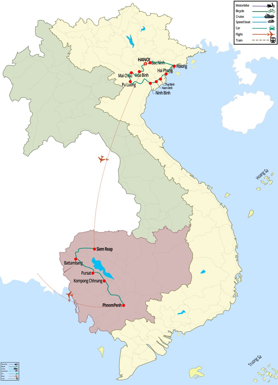 Vietnam Cambodia tour, Hanoi, Ho Chi Minh – city, Halong Bay, Hoi An, Hue, My Son sanctuary, Phong Nha Khe Bang, Angkor temples, Battambang, Kampong Cham, Tonlé Sap