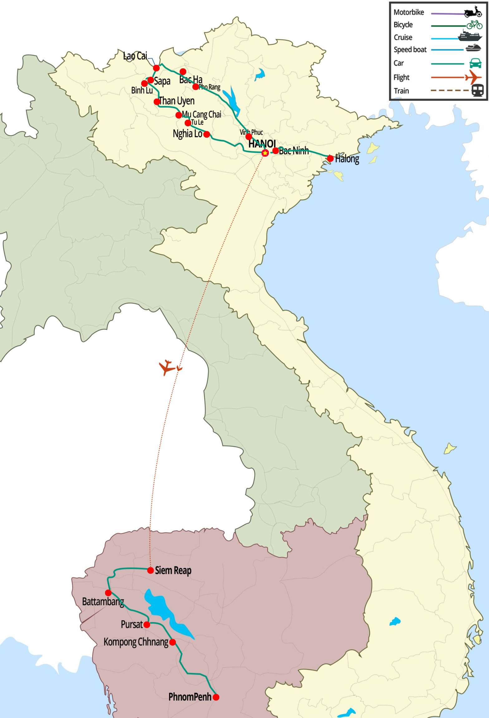 Vietnam Cambodia tour, Hanoi, Ho Chi Minh – city, Halong Bay, Hoi An, Hue, My Son sanctuary, Phong Nha Khe Bang, Angkor temples, Battambang, Kampong Cham, Tonlé Sap