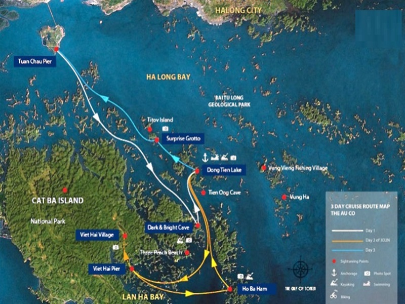 lan ha bay map, lan ha bay, cat ba, lan ha bay cruise, cat ba cruise