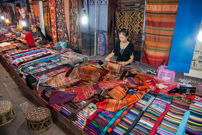 Textiles sold at Luang Prabang Night Market