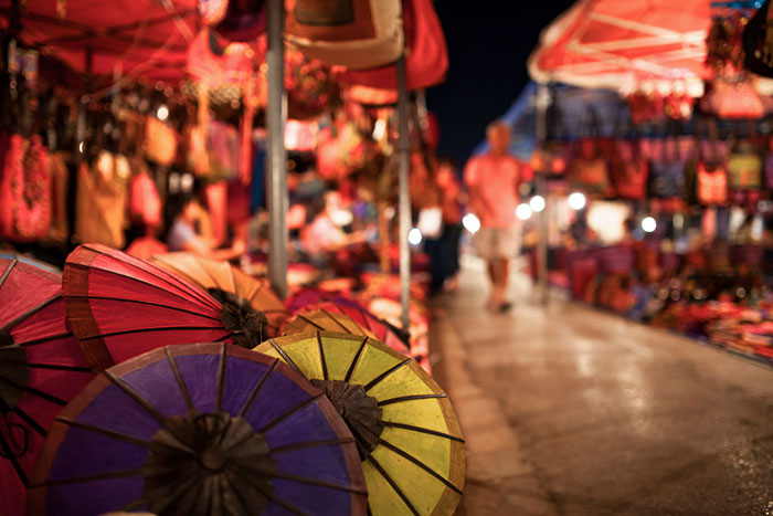 Umbrellas made from "Saa" paper at the Luang Prabang Night Market