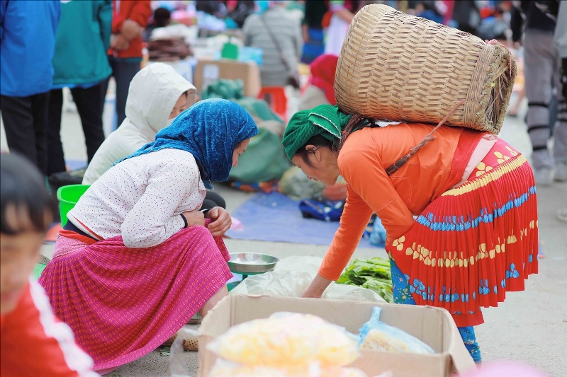 ethnic market in ha giang, vietnam