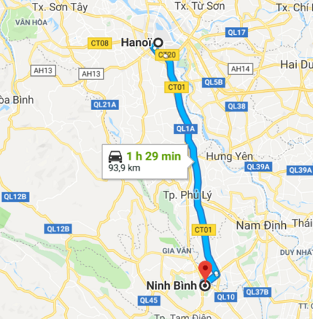 route hanoi ninh binh