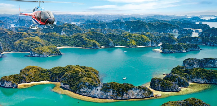 things to do halong, halong bay activities, what to do halong bay, helicopter trip
